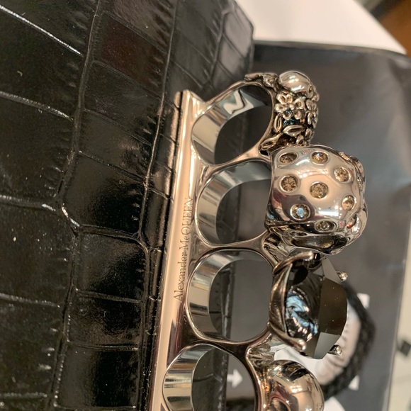 ALEXANDER MCQUEEN MINI CROC EMBOSSED JEWELLED  SATCHEL - Picture 14 of 14